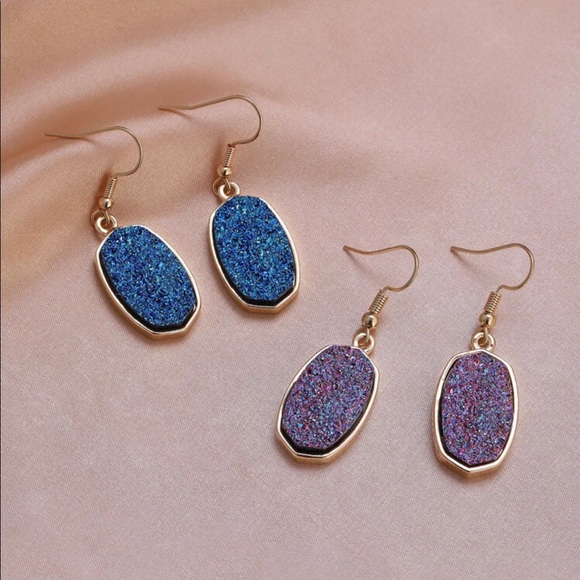 Jewelry - (2)pair glitter geo drop earrings